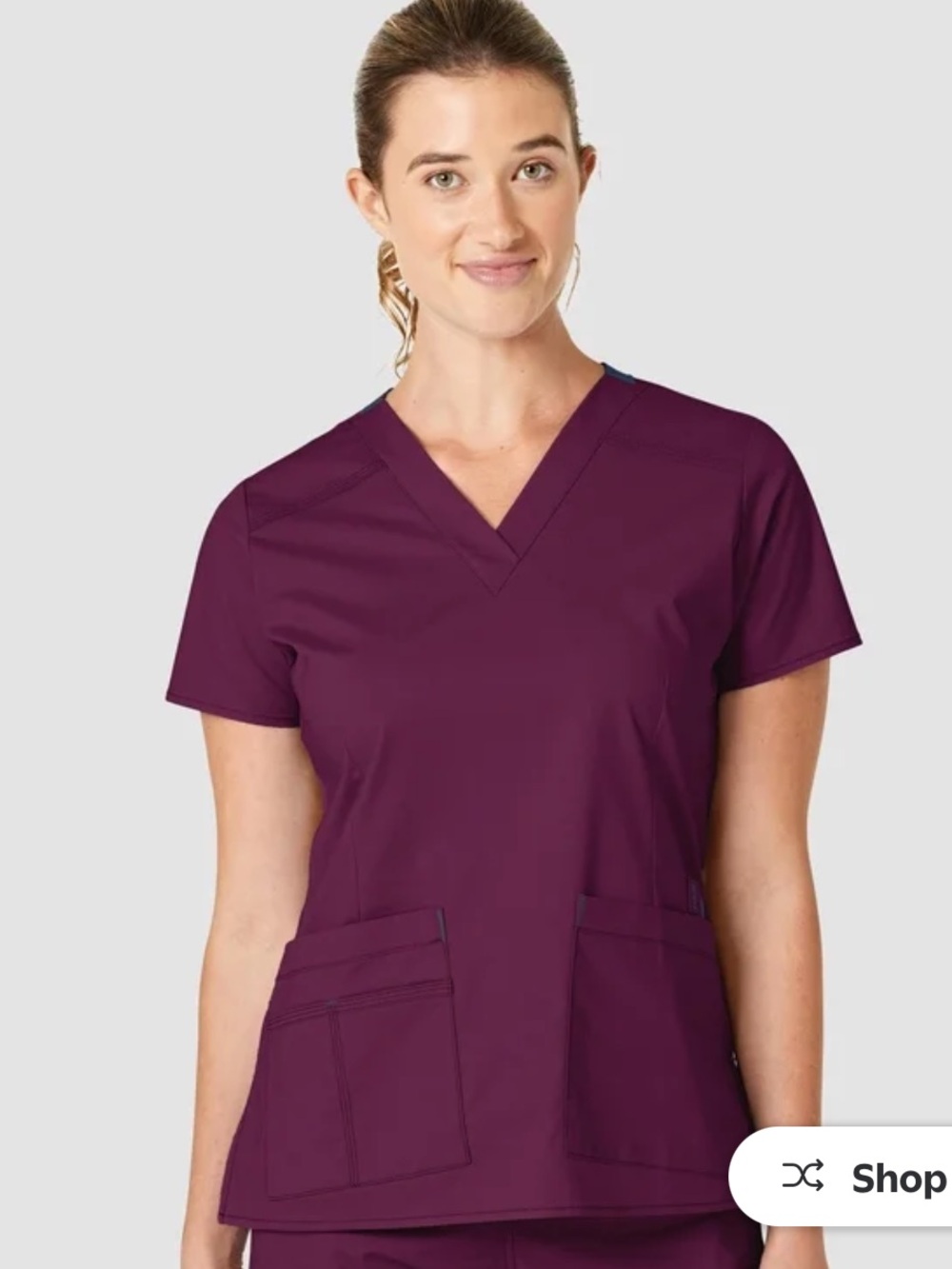 WonderWink scrub wonderflex NEW  VNeck Scrub Top Wine 6108 SMALL